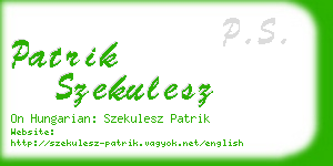 patrik szekulesz business card